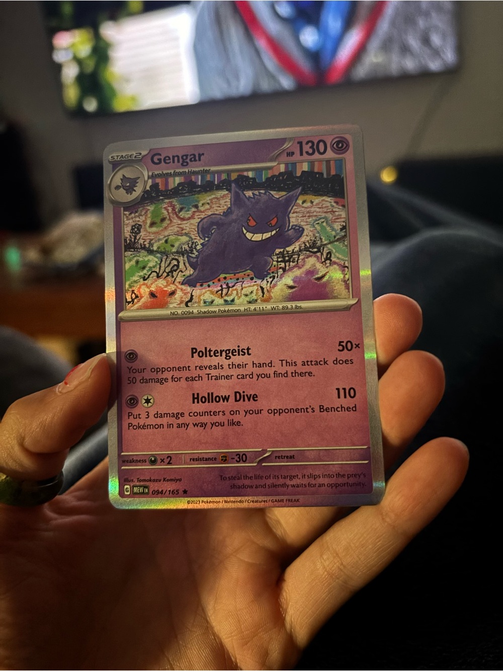 Pokemon Gengar Pink Holo Trading Card